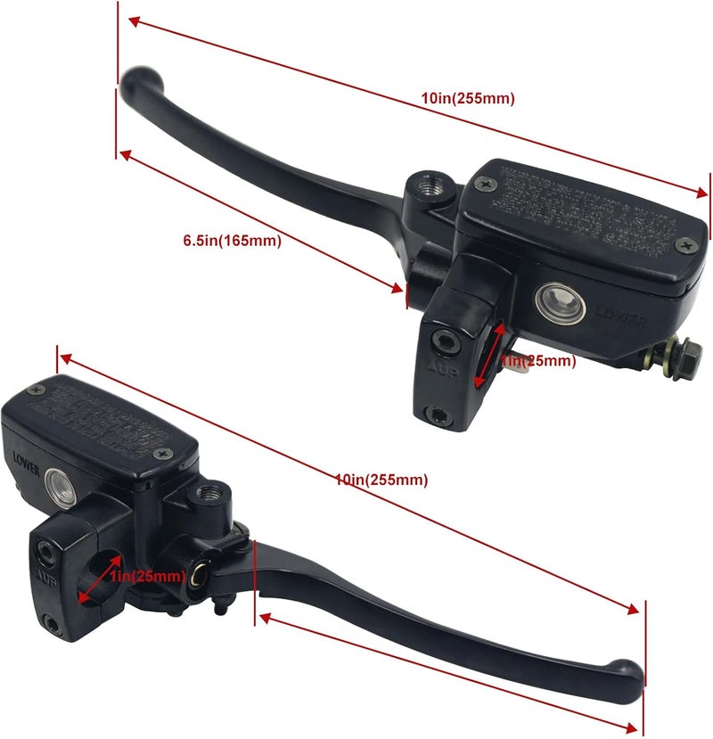 Triumilynn 1" 25mm Brake Master Cylinder Lever Motorcycle for Hon-da Shadow Goldwing Magna VTX Ya-ma-ha Road Star V-Star Su-zu-ki Ka-wasaki Hy-draulic Clutch Brake Goldwing Left & Right Set (Black) - Image 2